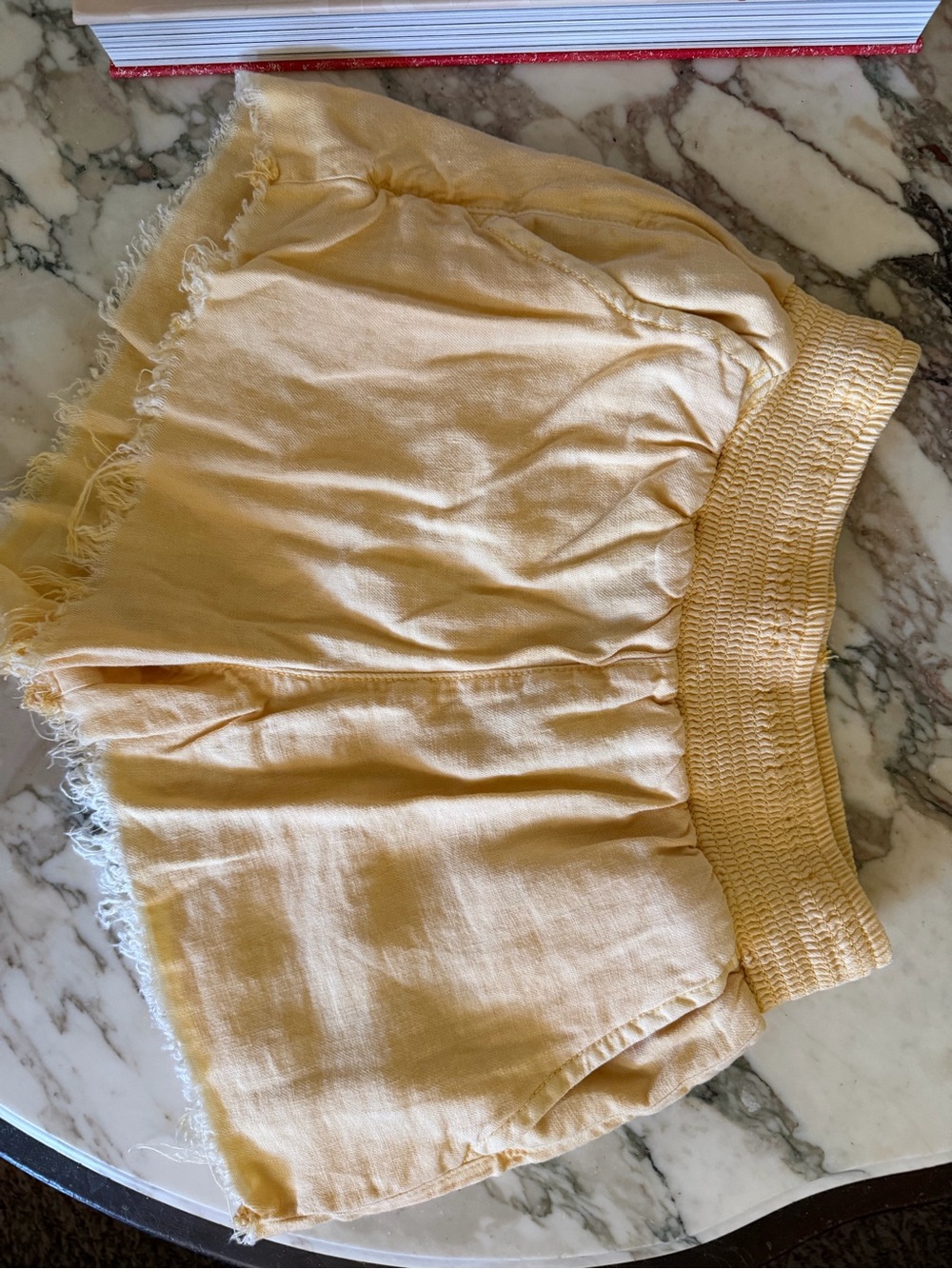 American Eagle Outfitters Yellow Smocked-Waist High-Rise Shorts